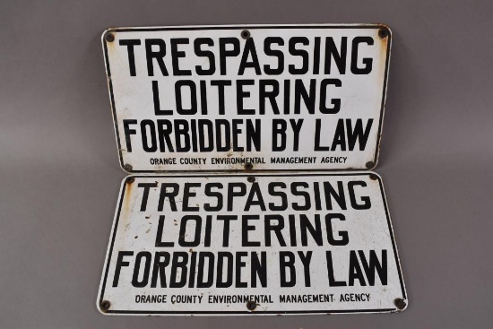 2-Orange County Trespassing Porcelain Signs