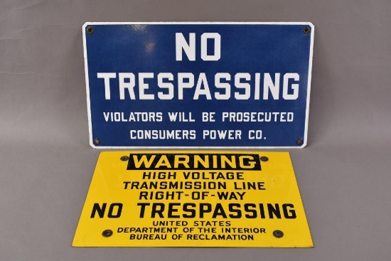 2-No Trespassing Porcelain Signs