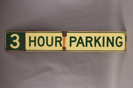 3 Hour Parking Porcelain Sign