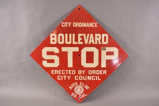 So. Cal Auto Club Boulevard Stop Porcelain Sign