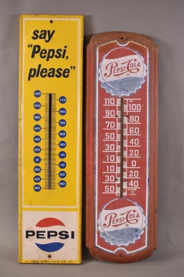 2-Pepsi-Cola Metal Thermometers