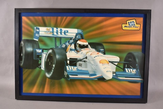 Miller Beer Plastic Lighted Sign with Indy Car
