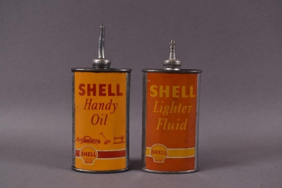 Shell Handy Oil & Lighter Fluid Oval Metal Cans