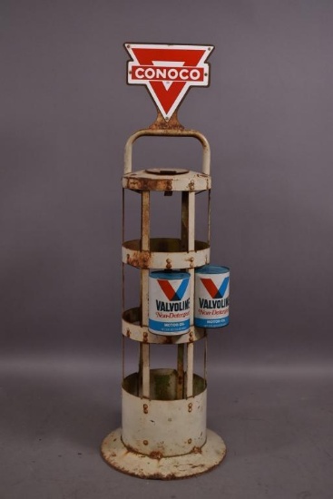 Conoco 18 Place Quart Oil Can Display Rack