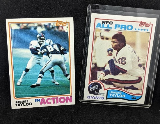 Nice Lot of 1982 Lawrence Taylor NFL Football Rookie Card & in Action Card Excellent