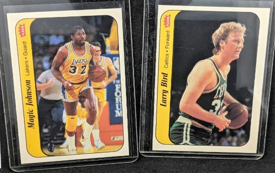 1986 Fleer Magic Johnson & Larry Bird Sticker Cards NrMint