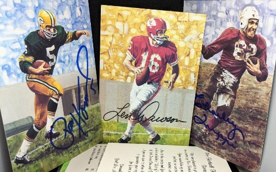 Pro Football HOF Art Series 2 w/ Len Dawson Paul Hornung & Charley Trippi AUTOGRAPHS