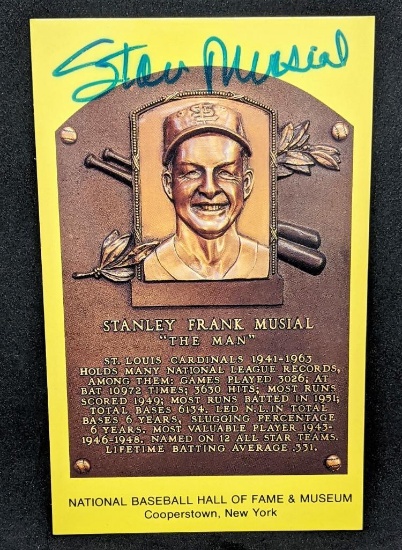 Stan Musial Autographed Gold Hall of Fame Plaque