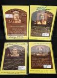Lot of 4 HOF Gold Plaque Autographed Cards Bob Lemon Kell Ferrel Herman
