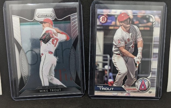 2019 Bowman & Prizm Mike Trout MLB Baseball Cards (lot of 2)
