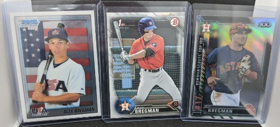 Lot of 3 2016 Alex Bregman MLB Baseball Rookie Cards Bowman & Topps USA