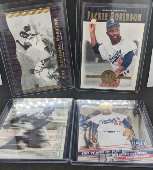 Lot of 4 Jackie Robinson MLB Baseball Cards Topps & Upper Deck (UD are Inserts)