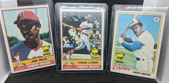 Lot of 3 77/78 Topps All Star Rookies Andre Dawson Jim Rice & Fred Lynn Baseball Cards