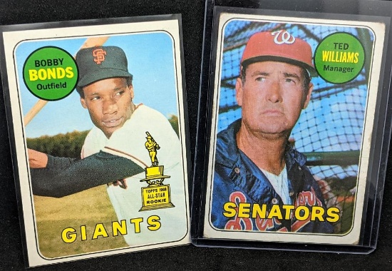 1969 Topps Bobby Bonds Rookie & Ted Williams MLB Baseball Cards Excellent & Very Good