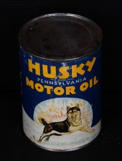 Husky Motor Oil Blue w/Husky Quart Round Metal Can