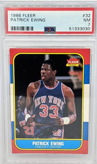 1986 Fleer Patrick Ewing NBA Rookie Card PSA 7 NearMINT