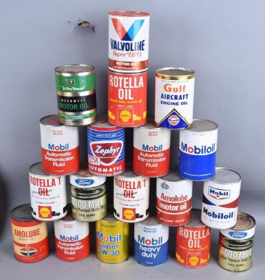18-Different Motor Oil Composite Cans