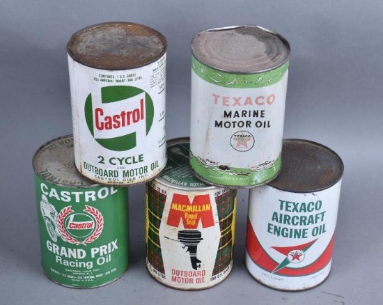 5-Marine, Outboard & Aircraft Oil Quart Cans