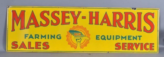 Massey Harris Farm Equipment Sales-Service w/Logo Porcelain Sign