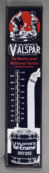 Rare Size Valentine's Valspar Val-Enamel Porcelain Thermometer