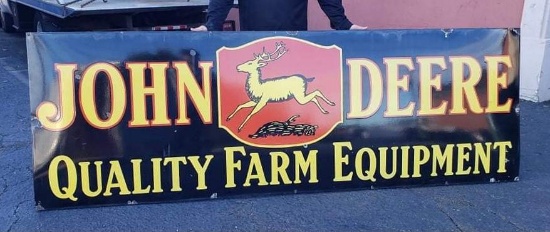 John Deere (four-legged) Logo Quality Farm Equipment Porcelain Sign (ex-large)