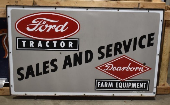 Ford Tractors-Dearborn Farm Equipment Sales and Service Porcelain Sign - 2 Signs
