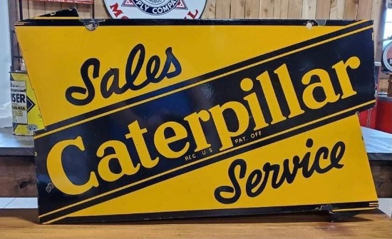 Caterpillar Sales Service Porcelain Sign