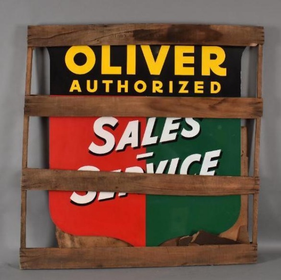 Oliver Authorized Sales-Service w/3-color Shield Logo Metal Sign