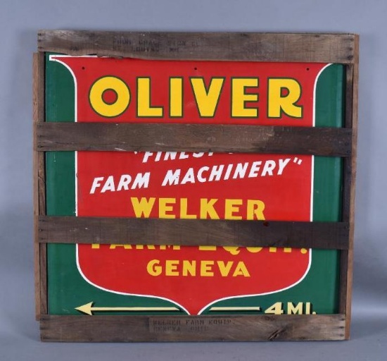 Oliver "Finest In Farm Machinery" w/Shield Logo Metal Sign