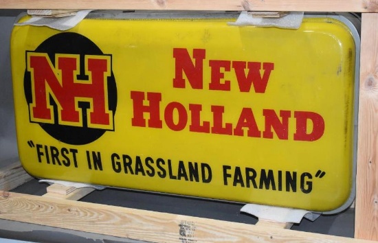 New Holland "First in Grassland Farm Machinery" Lighted Sign