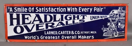 Headlight Overalls w/Train Logo Porcelain Sign