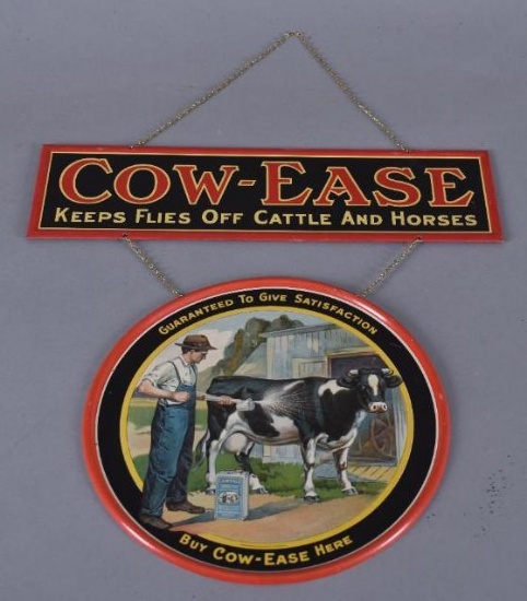 Cow-Ease "Keeps Flies off Cattle & Horses" Metal Signs