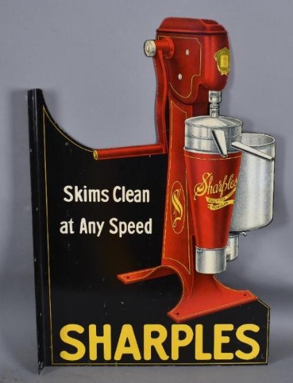 Sharples Cream Separator "Skims Clean at Any Speed" Metal Flange Sign