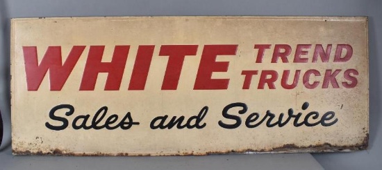 White Trend Trucks Sales and Service Metal Sign