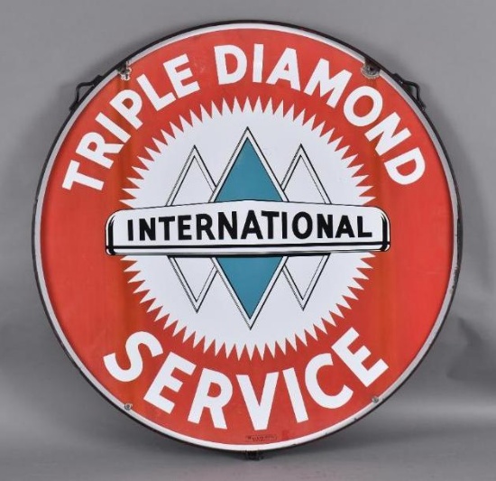 International Triple Diamond Service w/Logo Porcelain Sign