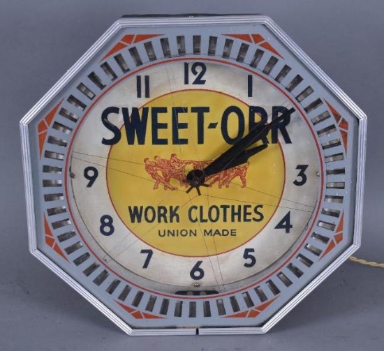 Sweet-Orr Work Clothes Octagon Neon Clock w/Logo