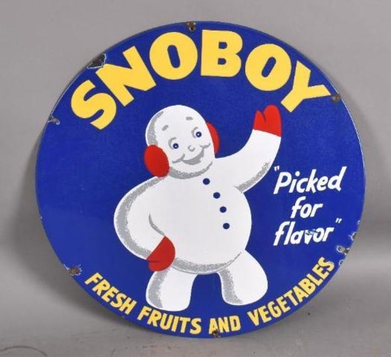 Snoboy Fresh Fruits & Vegetables w/Logo Porcelain Sign