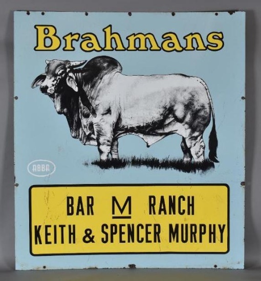 Brahmans "Bar M Ranch w/Logo Porcelain Sign