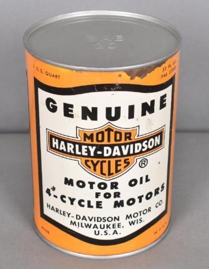 Harley-Davidson Motor Oil One Quart Round Metal Can (white)