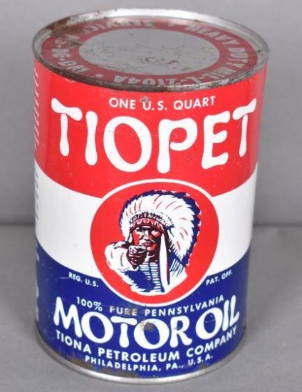 Tiopet Motor Oil w/Logo One Quart Round Metal Can