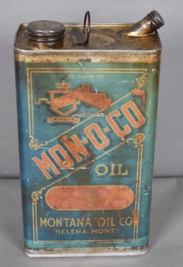 Mon-O-Co Oil Montana Oil Co. Half-Gallon Flat Metal Can