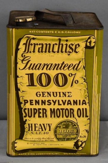 Franchise Pennsylvania Super Motor Oil Two-Gallon Can