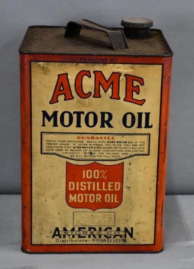Acme Motor Oil Two-Gallon Square Metal Can