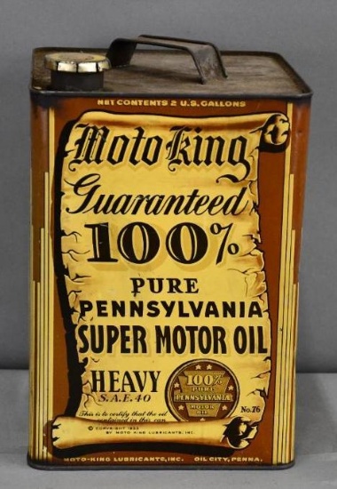 Moto King 100% Pennsylvania Motor Oil Two-Gallon Metal Can