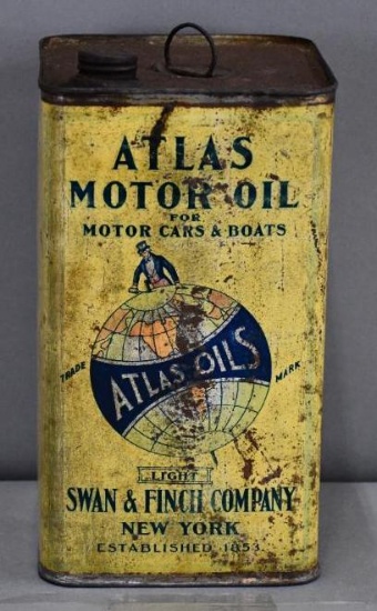 Atlas Motor Oils w/Logo One Gallon Square Metal Can