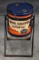 Cross Country Motor Oil Five Gallon Round Can Mounted in Holder