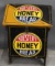 2-Koester's Honey Bread Porcelain Signs Mounted on Wooden Bread Box