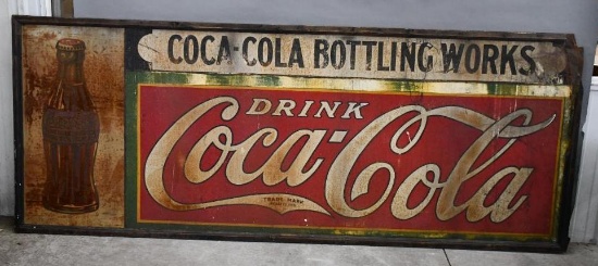 Large Drink Coca-Cola "Coca-Cola Bottling Works" Metal Sign