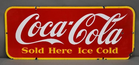 Coca-Cola Sold Here Ice Cold Porcelain Sign