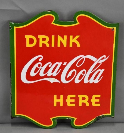 Drink Coca-Cola Here Porcelain Flange Sign
